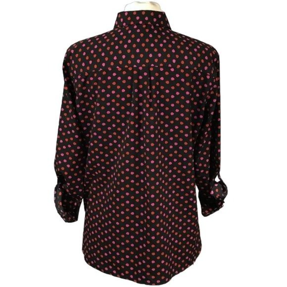 Jones New York L apple print shirt black pink red - Picture 3 of 5